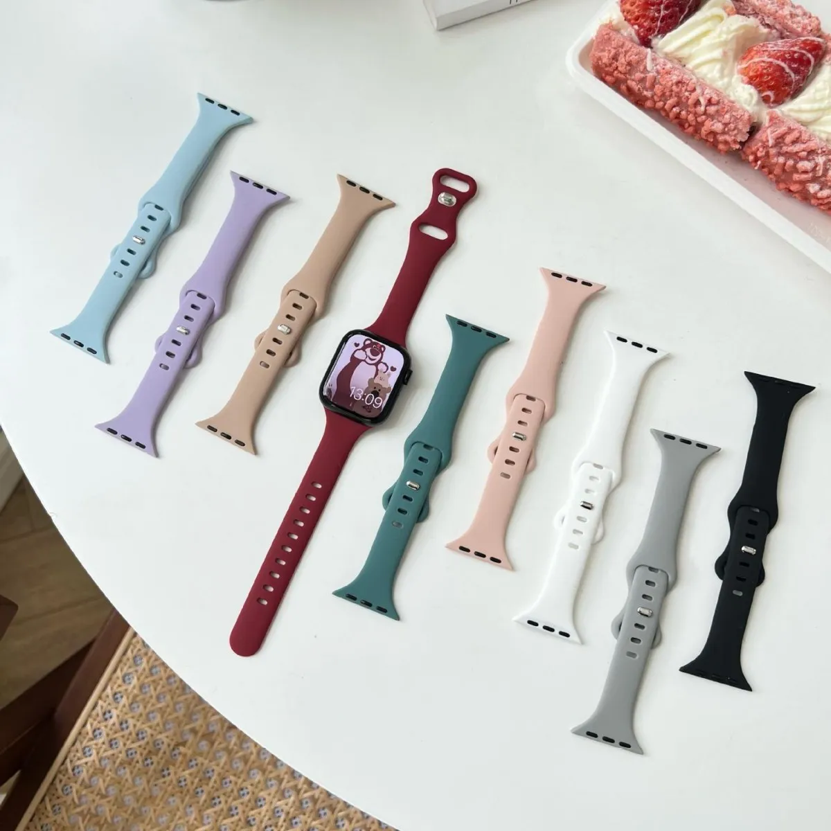 Bracelet de Montre en Silicone Fin Pour Apple Watch Ultra SE Série De Rechange Sport Casual