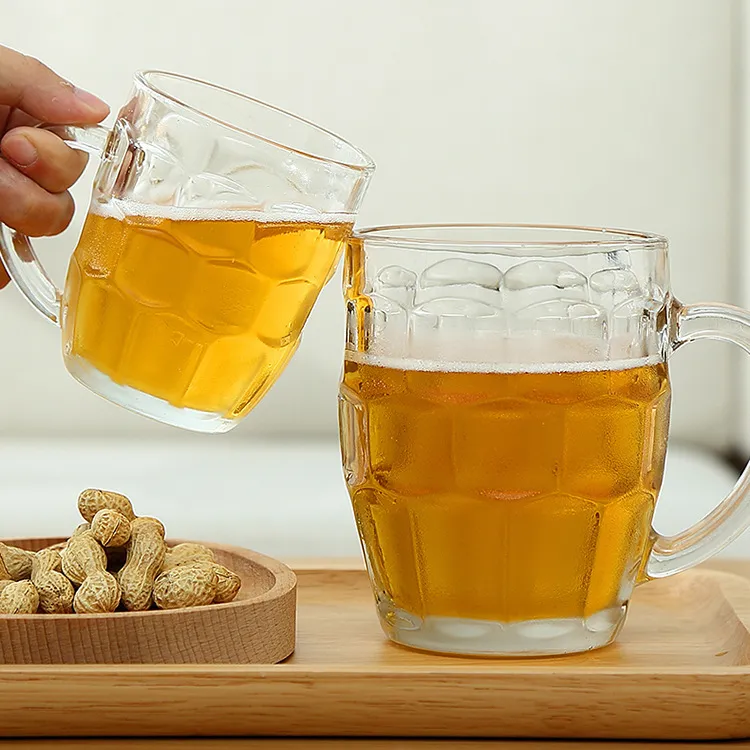 Clear Glass Coffee Mug Pineapple Pattern Heat-Resistant Beer Stein Drinking Cup With Handle For Home Kitchen Bar Drinkware