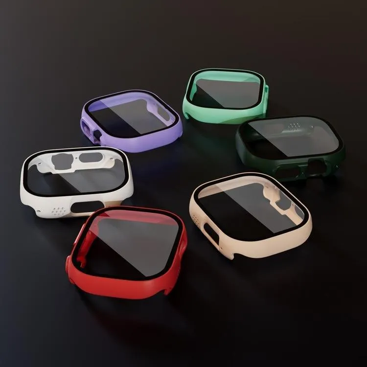 Apple Watch Case 49 PC Hard Cover With Tempered Glass Screen Protector Anti-Scratch Smartwatch Accessories