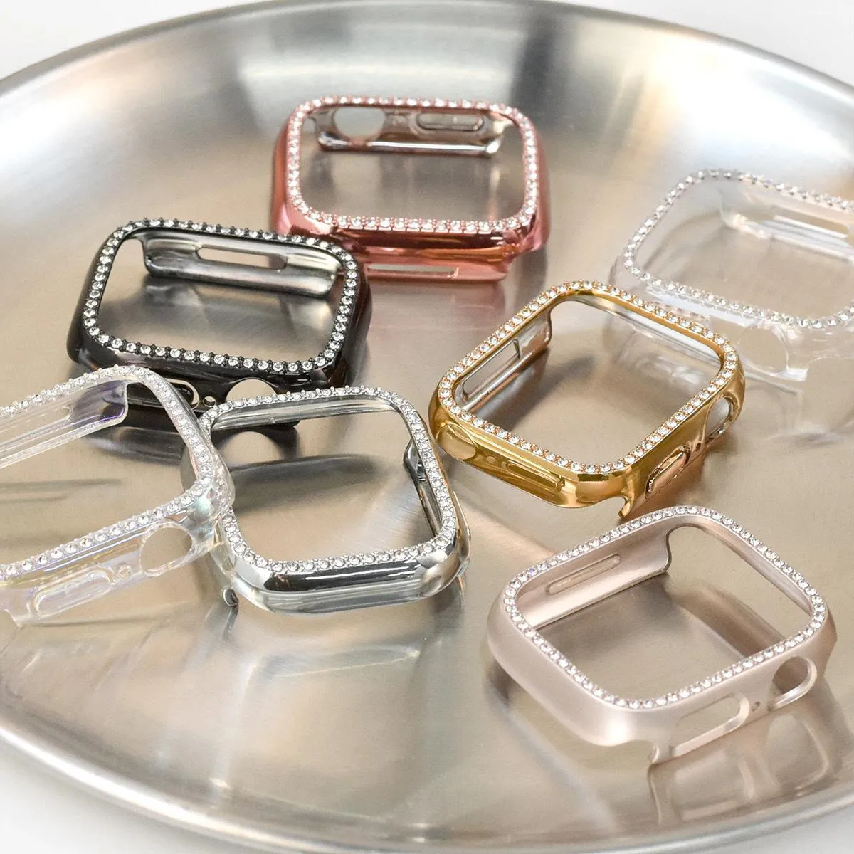 Rhinestone Smartwatch Schutzhülle PC Galvanisiert Bling Bumper Cover Für Smartwatch Serie Zubehör