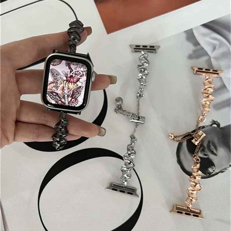 Metal Verdrehte Kette Uhrenarmband Für Smartwatch Mode Armband Ersatz Damen Smartwatch Zubehör