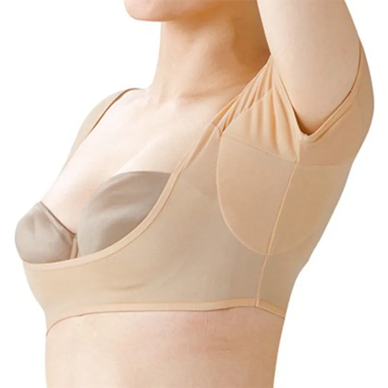 Gilet de Sudation sous les Bras pour Femmes Été Respirant Anti-odeur Manches Courtes Nude Sous-vêtement pour Bureau