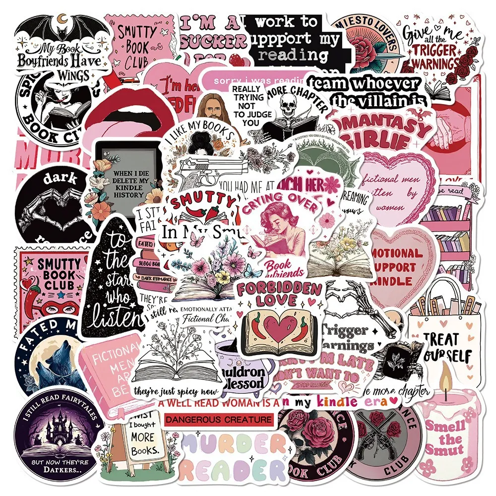 Reading Theme Waterproof Vinyl Stickers Cute Bookish Decals For Laptop Water Bottle Phone Case Scrapbook