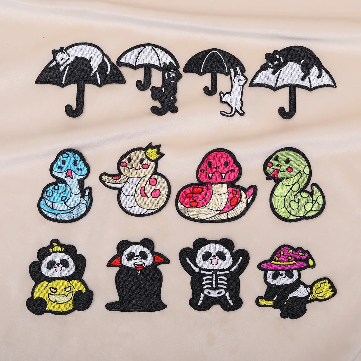 Cartoon Embroidered Patches For Clothing Iron On Cute Cat Snake Panda Animal Badge Applique For Down Jacket Repair DIY Sewing Accessories