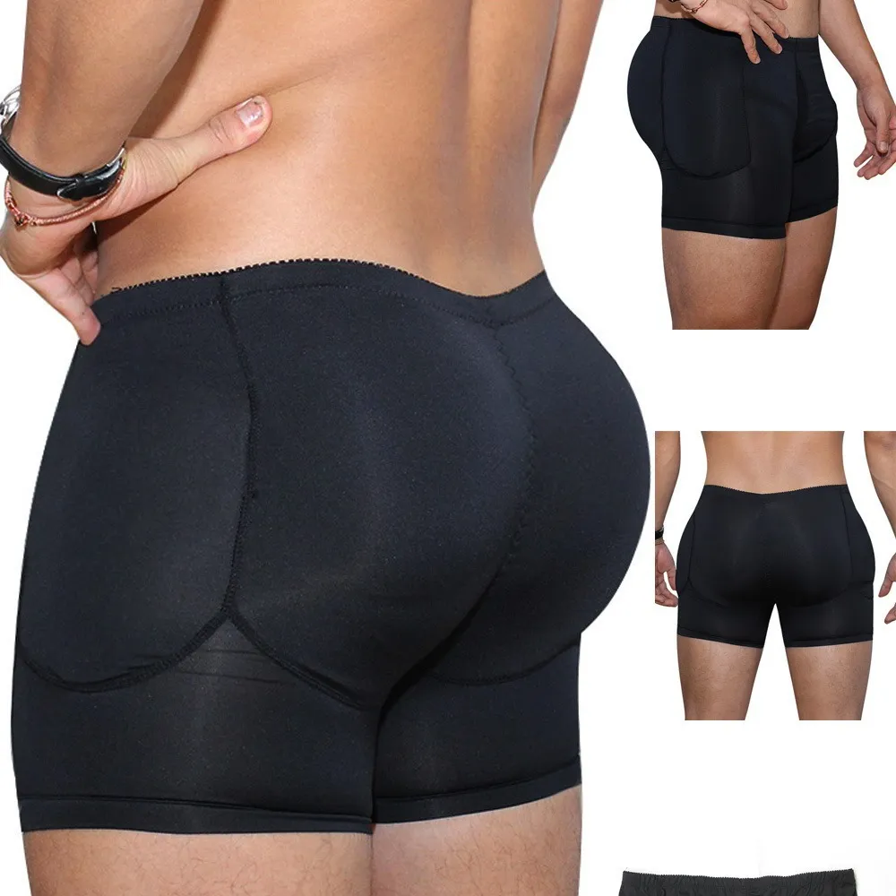Men's Padded Butt Lifter Boxer Briefs Breathable Hip Enhancer Body Shaper Underwear High Waist Padded Boxer Trunks