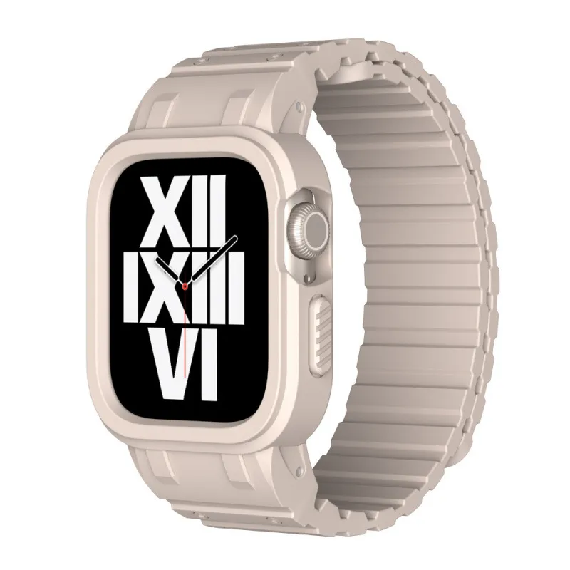 Protective Case With Magnetic Strap Compatible With Apple Watch Rugged TPU Bumper Wristband Fashion Sports Band