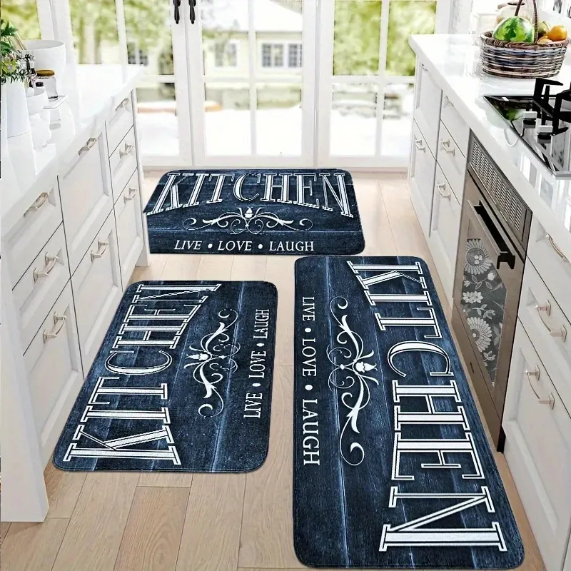 American Style Kitchen Mat Set Non-Slip Polyester Floor Rug Washable Runner Mat For Home Kitchen Decor