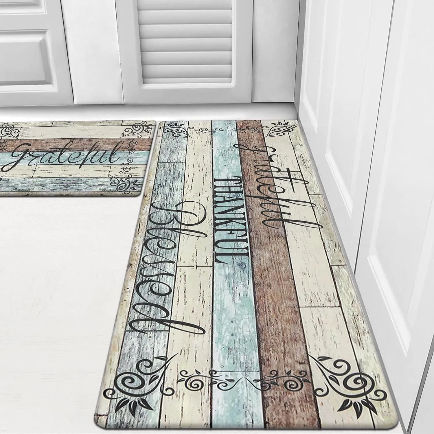 Retro Wood Grain Kitchen Mat Anti Slip Floor Mat Waterproof Kitchen Rug Set Absorbent Mat Home Decor Floor Carpet