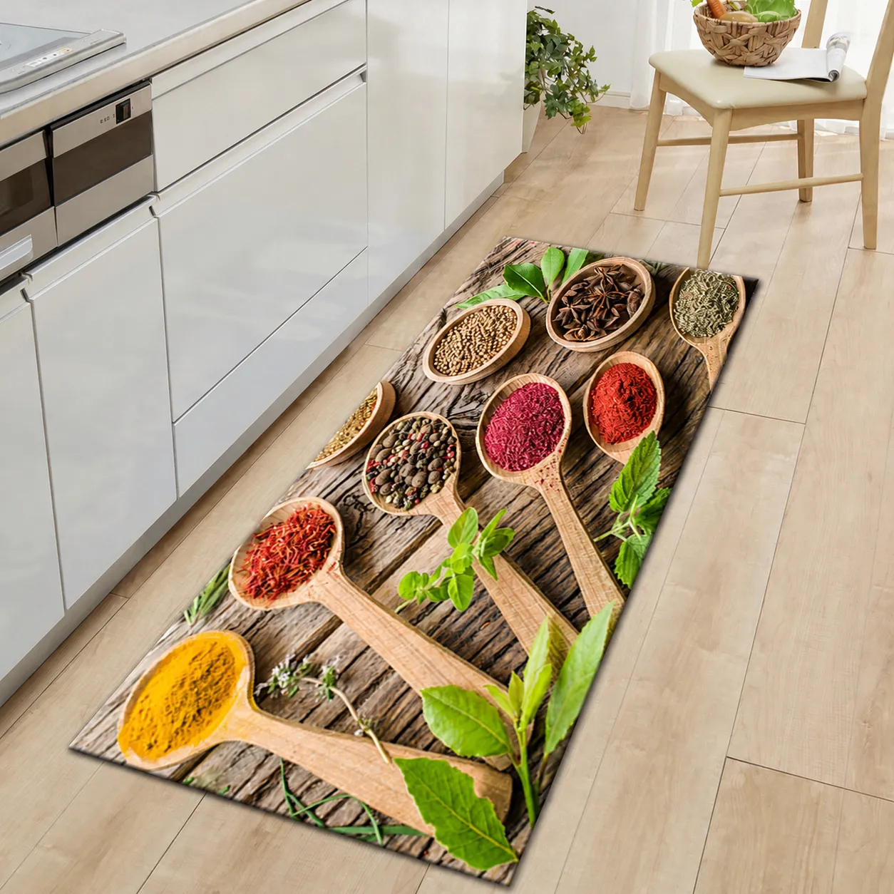 Anti-Slip Absorbent Polyester Kitchen Mat Vintage Laundry Room Pattern Floor Rugs Washable Kitchen Decor Carpet