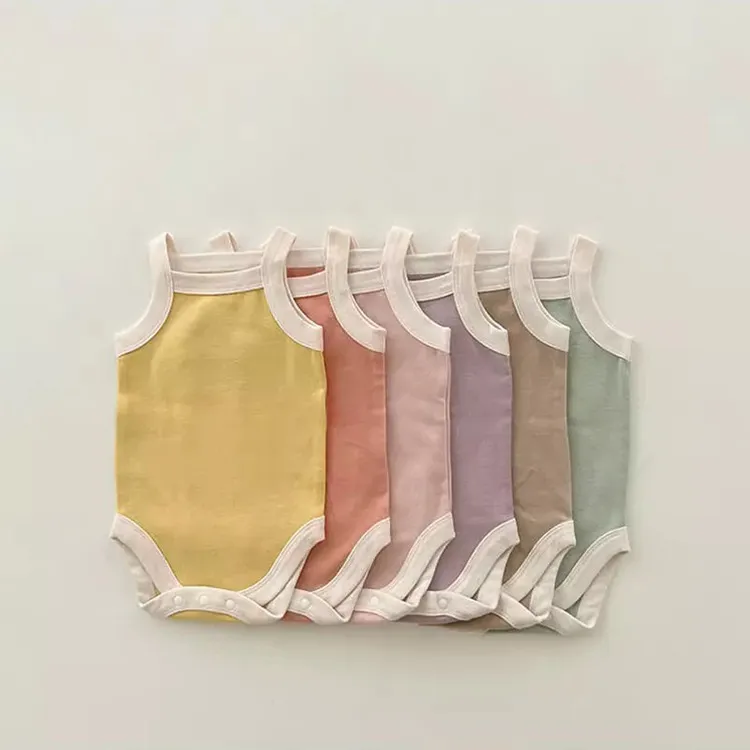 Infant Baby Summer Cotton Sleeveless Strap Bodysuit Newborn Cute Triangle Romper Headband Set