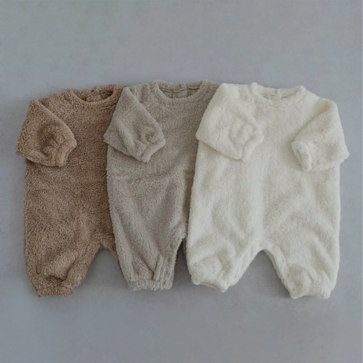 Mameluco de Peluche de Invierno para Bebé Niño y Niña Lindo Jumpsuit con Capucha de Oreja de Oso Ropa Cálida