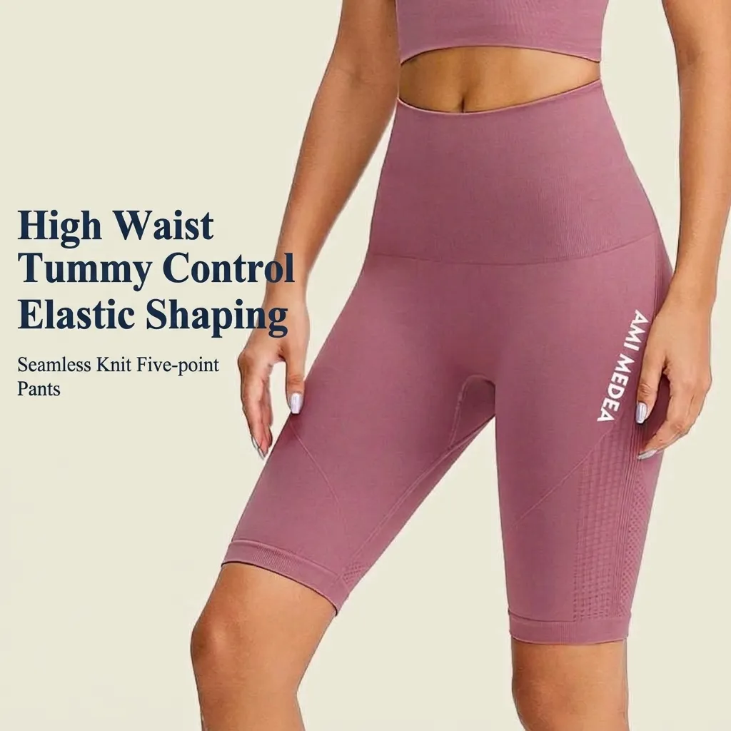 Pantalones Cortos Deportivos Sin Costuras de Cintura Alta para Mujer Textura de Malla Patchwork Elástico Control de Abdomen Levantamiento de Glúteos Yoga Ciclismo Shorts