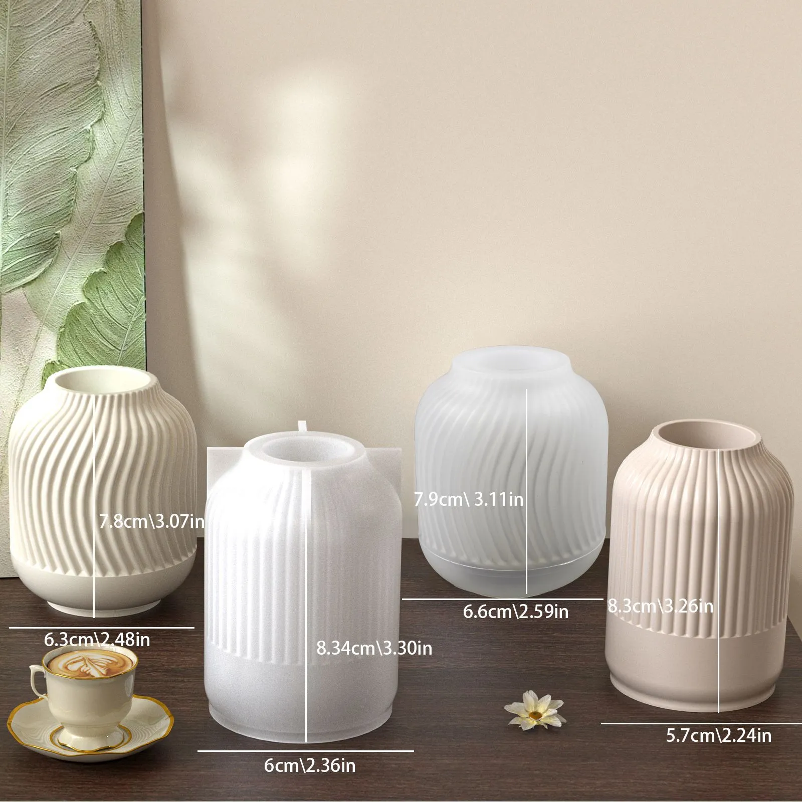 Estilo Nórdico Raya Vertical Onda Jarrón de Flores Molde de Silicona Columna Romana Minimalista Jarrón Hidropónico Molde de Fundición DIY