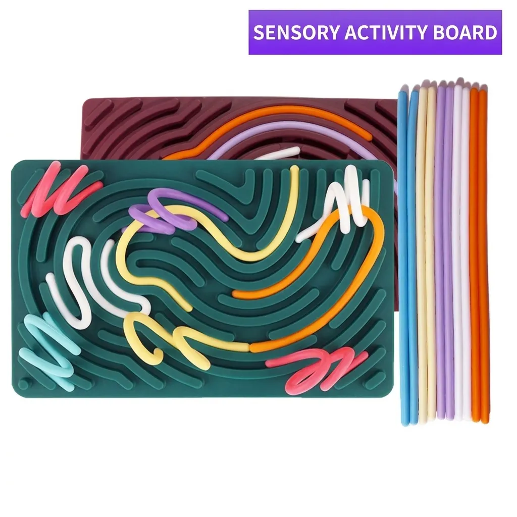 Silikon Sensorische Aktivitätsbrett Fidget Toy Stressabbau Antidiebstahl Brett Mit Bunten Silikonstreifen Für Kinder