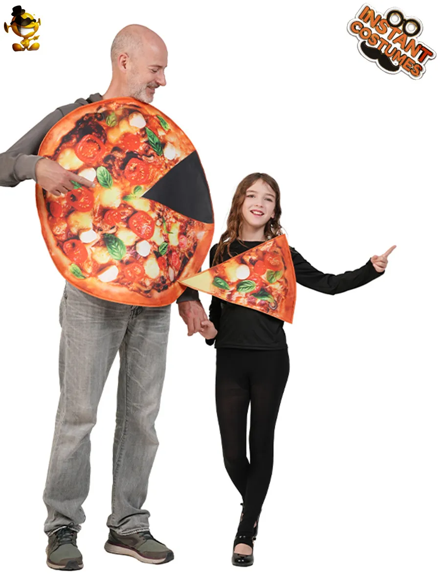Costume de Pizza Halloween Pour Adultes Et Enfants Tunique Cosplay Alimentaire Drôle Tenue de Fête Spectacle Scène Polyester Top