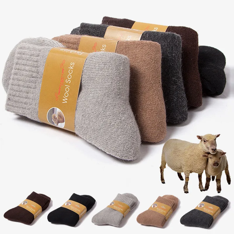 Calze al polpaccio in lana ispessita unisex tinta unita casual inverno caldo termico