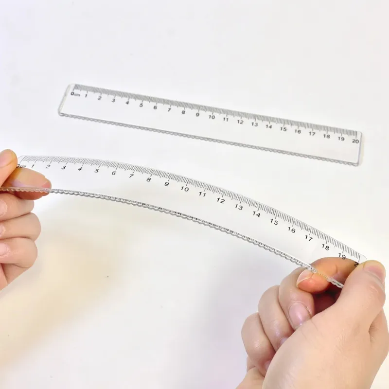 Regla de Borde Ondulado de Plástico Transparente Herramienta de Dibujo para Estudiantes Papelería de Oficina Profesional Medición de Precisión