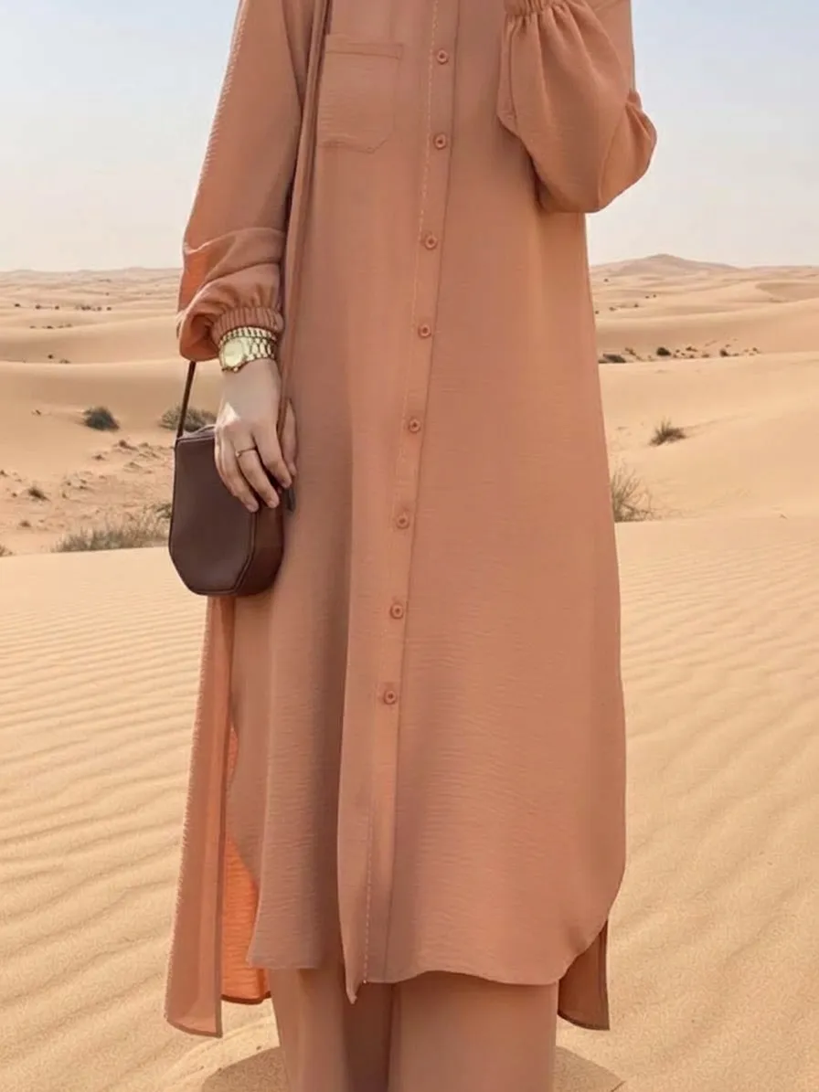Women's Ice Silk Solid Color Two Piece Set Split Lapel Long Sleeve Shirt Wide Leg Pants Casual Matching Suit Loungewear