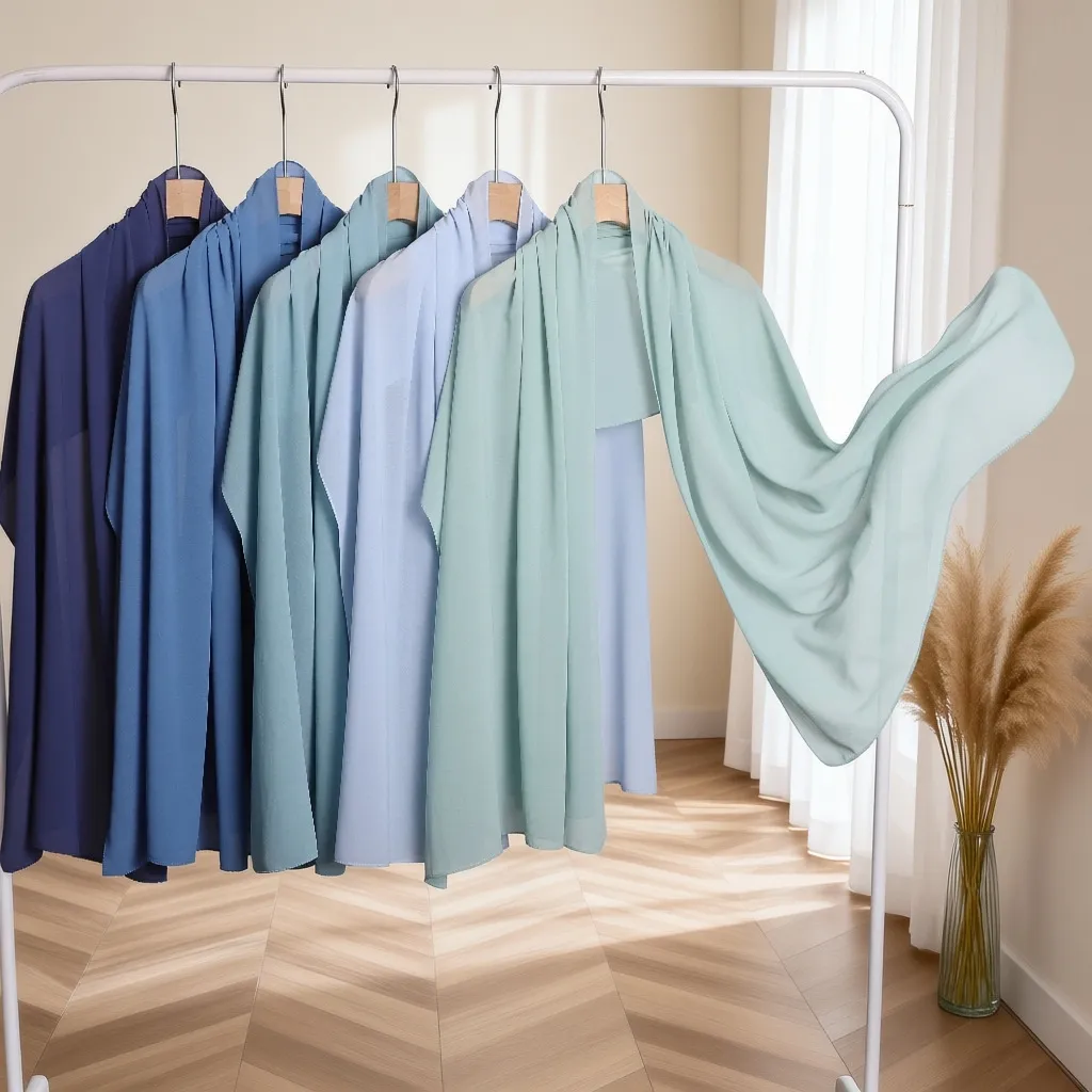 Womens Casual Solid Color Chiffon Long Scarf Lightweight Breathable Shawl Sun Protection Soft Fashion Neck Scarf Wrap