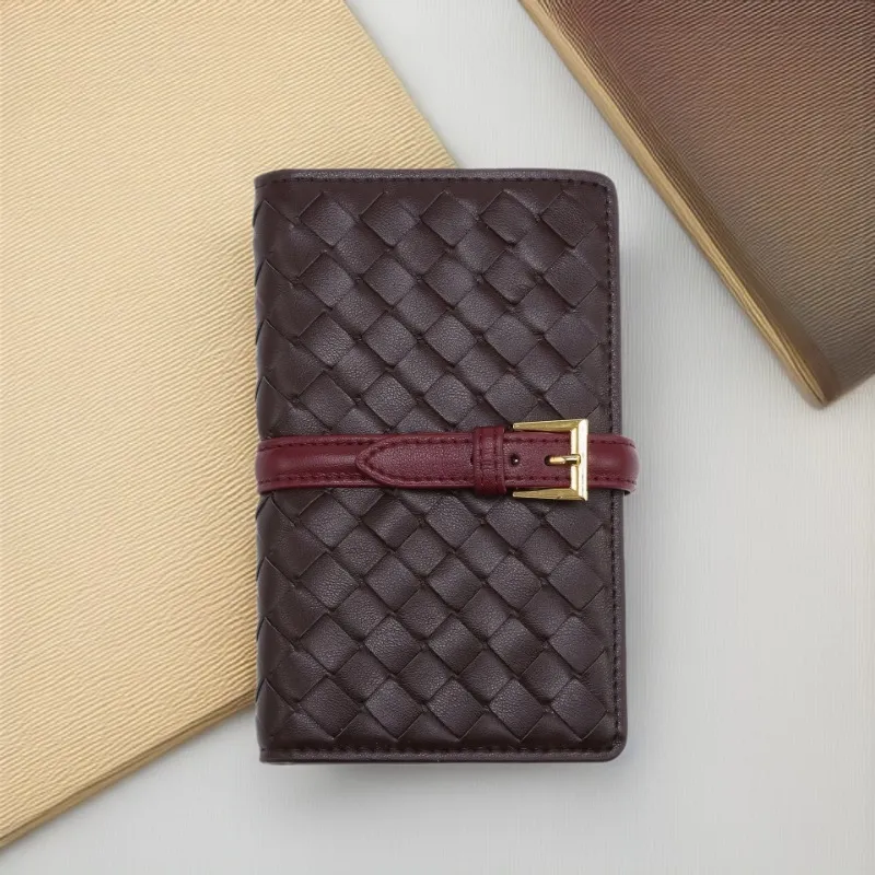 Portapassuorto in Pelle Intrecciata Unisex Vintage Multi-Scomparto per Carte Custodia per Carte Portafoglio da Viaggio d'Affari