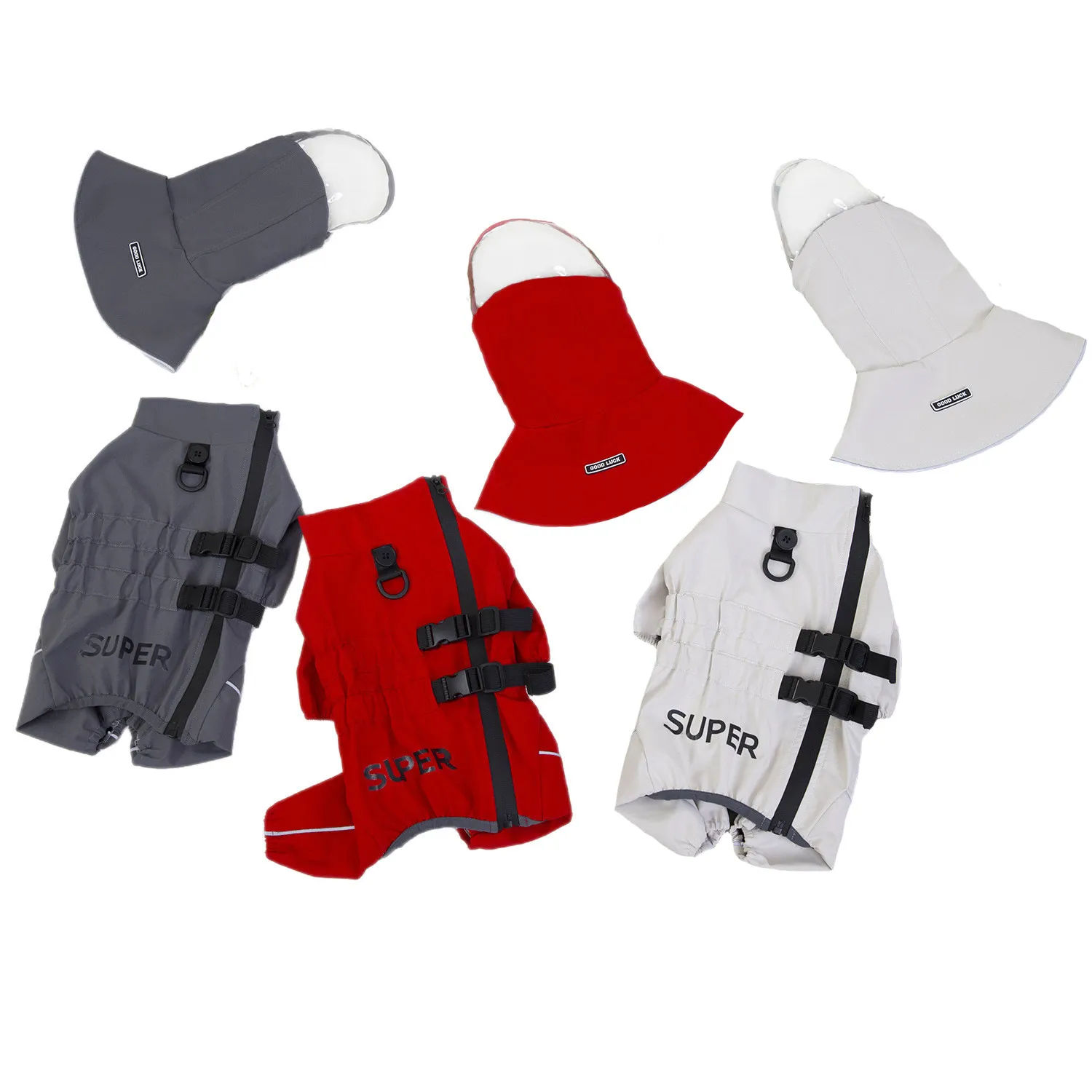 Imperméable Pour Chien Imperméable Avec Capuche Amovible Bande Réfléchissante Sangles Réglables Veste De Pluie Pour Animal De Compagnie