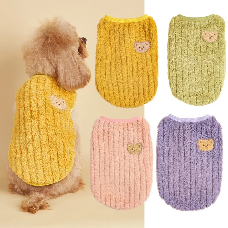 Huisdier Hond Winter Warm Koraalvlies Vest Schattige Beren Borduursel Puppy Kat Kleding