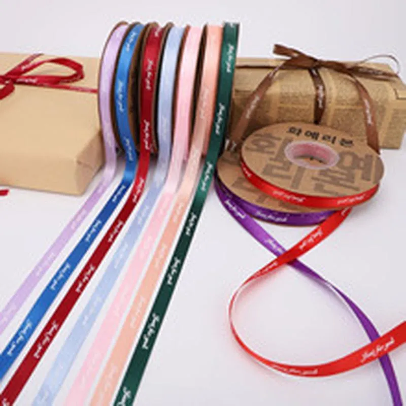 Polyester English Letter Printed Satin Ribbon For Floral Gift Wrapping And Party Decoration Crafts