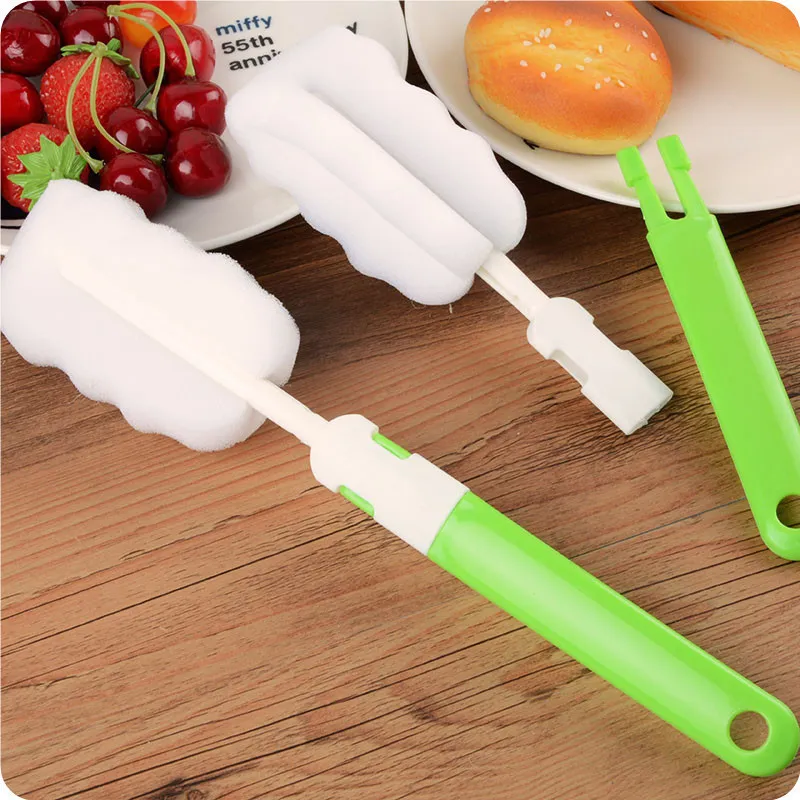 Long Handle Sponge Cup Brush Cleaning Brush Straw Brush For Household Kitchen Cleaning Tool Bottle Washing