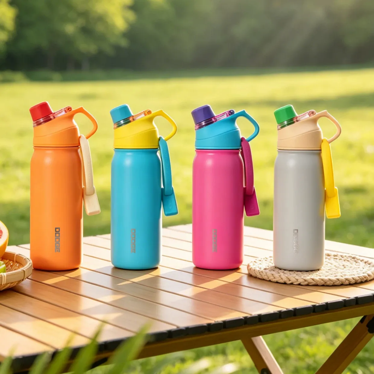 Grande Capacité 316 Acier Inoxydable Tasse Thermos Bouteille d'Eau à Paille Portable Avec Poignée Pour Sport Extérieur Adultes