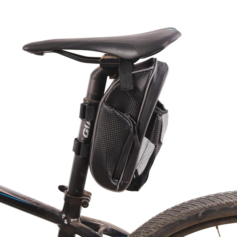 Waterproof Bicycle Saddle Bag Carbon Fiber Texture Cycling Tail Bag Mountain Bike Rear Seat Storage Pouch Bike Accessories