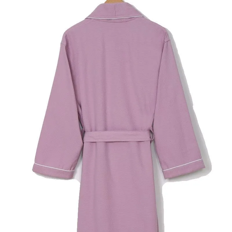 Unisex Waffelstruktur Reine Baumwolle Bademantel Langarm Weich Absorbierend Robe Für Damen Herren Hotel Spa Home Loungewear Nachthemd