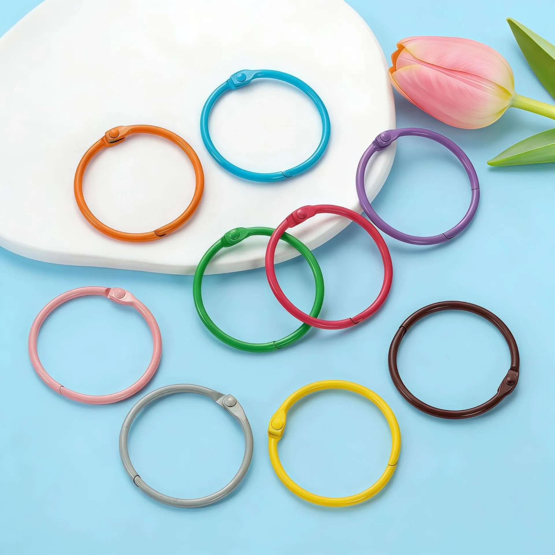 Anneaux de Reliure Métalliques Colorés Anneaux d'Artisanat Finition Peinte Pour DIY Albums Fait Main Bureau École