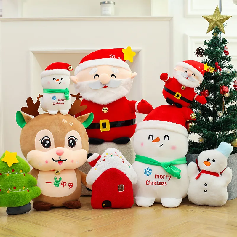 Weihnachten Weihnachtsmann Reh Schneemann Baum Plüschtier Kuschelpuppe Zuhause Feiertag Party Dekoration Geschenk