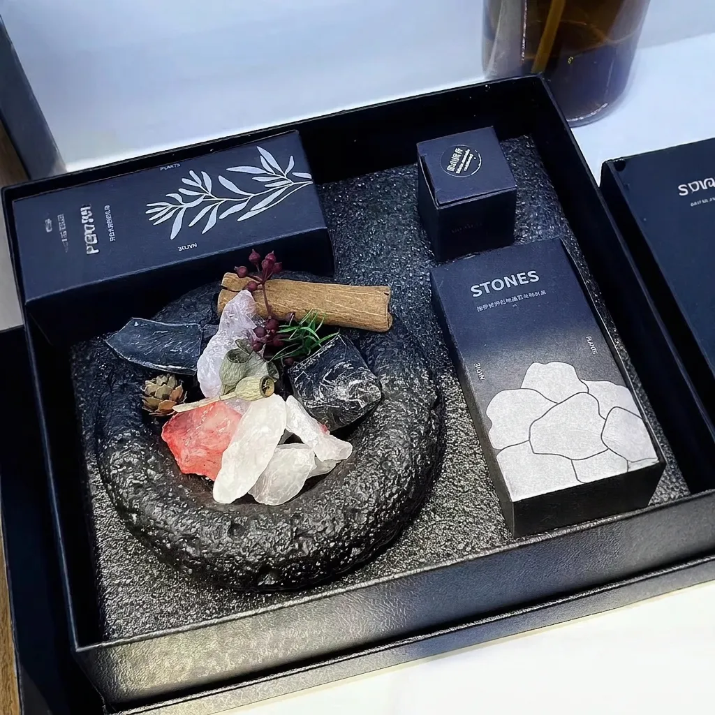 Natürlicher Kristallstein Ätherisches Öl Diffusor Geschenkset Aromatherapie Vulkanstein Innen Haus Büro Dekor Ornament Für Geburtstag