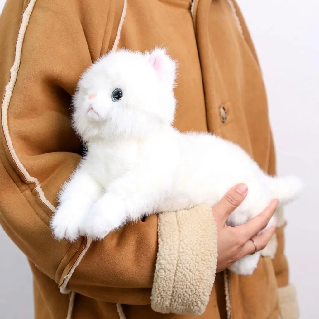 Simulation Cat Plush Toy Cute Stuffed Animal Kitty Doll Soft Fluffy Pillow Home Decor Gift For Kids And Women
