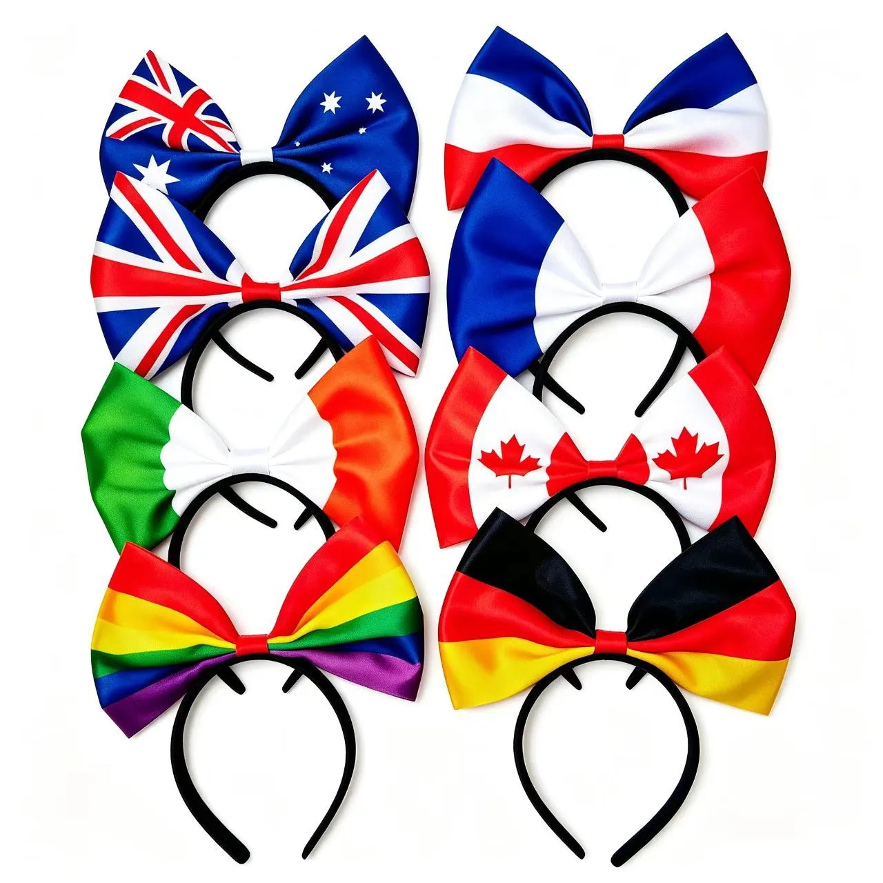 Nationalflagge Schleife Haarreif Weltmeisterschaft Fan Haarreif Satin Band Haar-Accessoires Für Sport Party Damen Mädchen