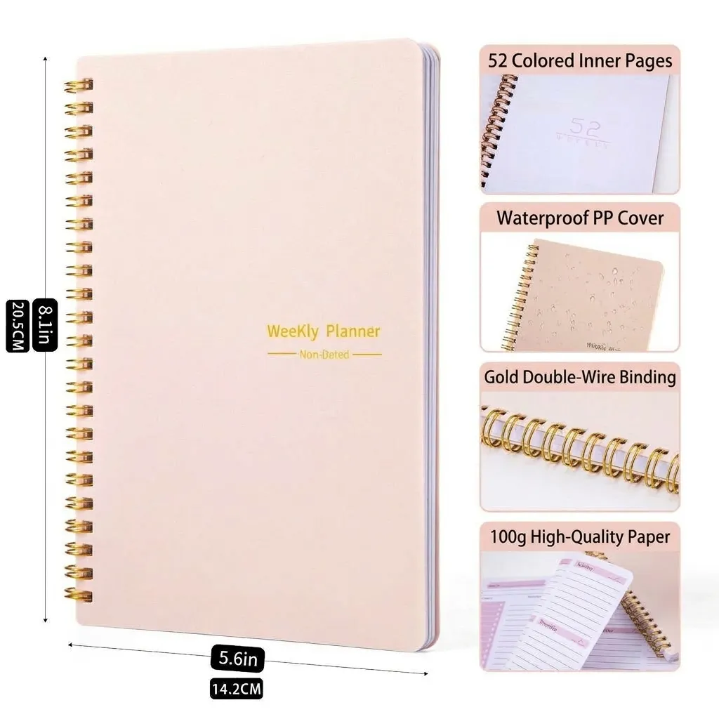 Taccuino Agenda Settimanale A5 Rilegatura a Spirale Minimalista Ufficio Scuola Cancelleria Blocco Note Organizzatore Giornaliero