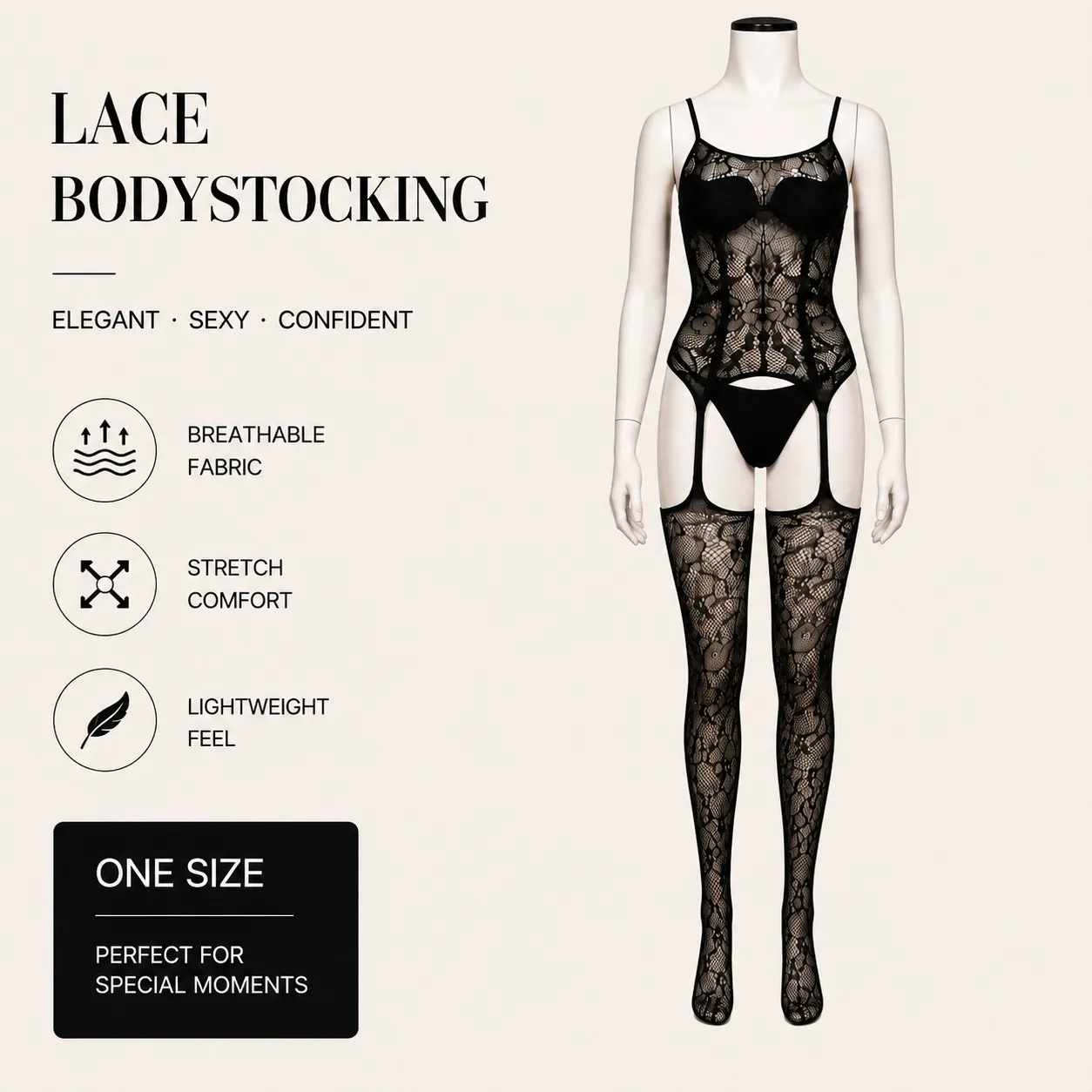 Lingerie Sexy en Dentelle pour Femmes Grande Taille Entrejambe Ouvert Teddy Motif Floral Ajouré Body Érotique Vêtement de Nuit
