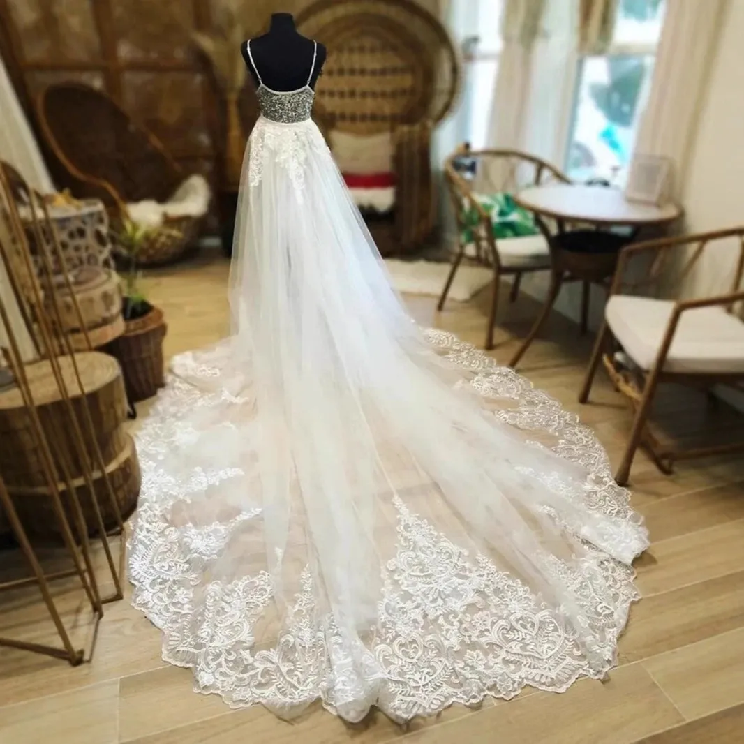Bridal Mesh Tulle Skirt With Long Trailing Lace Embroidery Princess Puffy Skirt For Women Dance Wedding Party Maxi Skirt