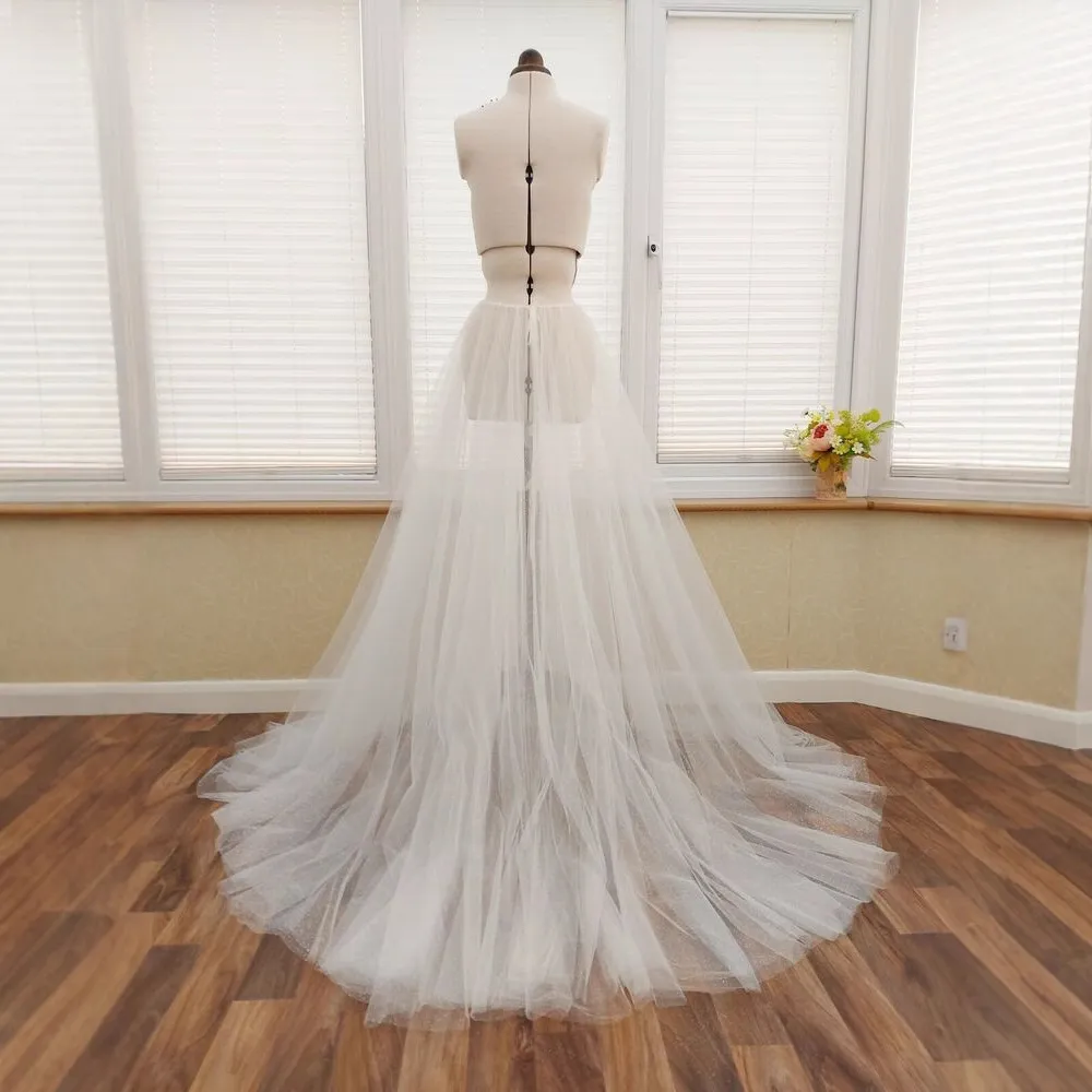 Damen Abnehmbar Glänzend Doppellagig Netzrock Lang Hochzeitskleid Überrock Brautschleppe Für Fotografie Foto Kleidung