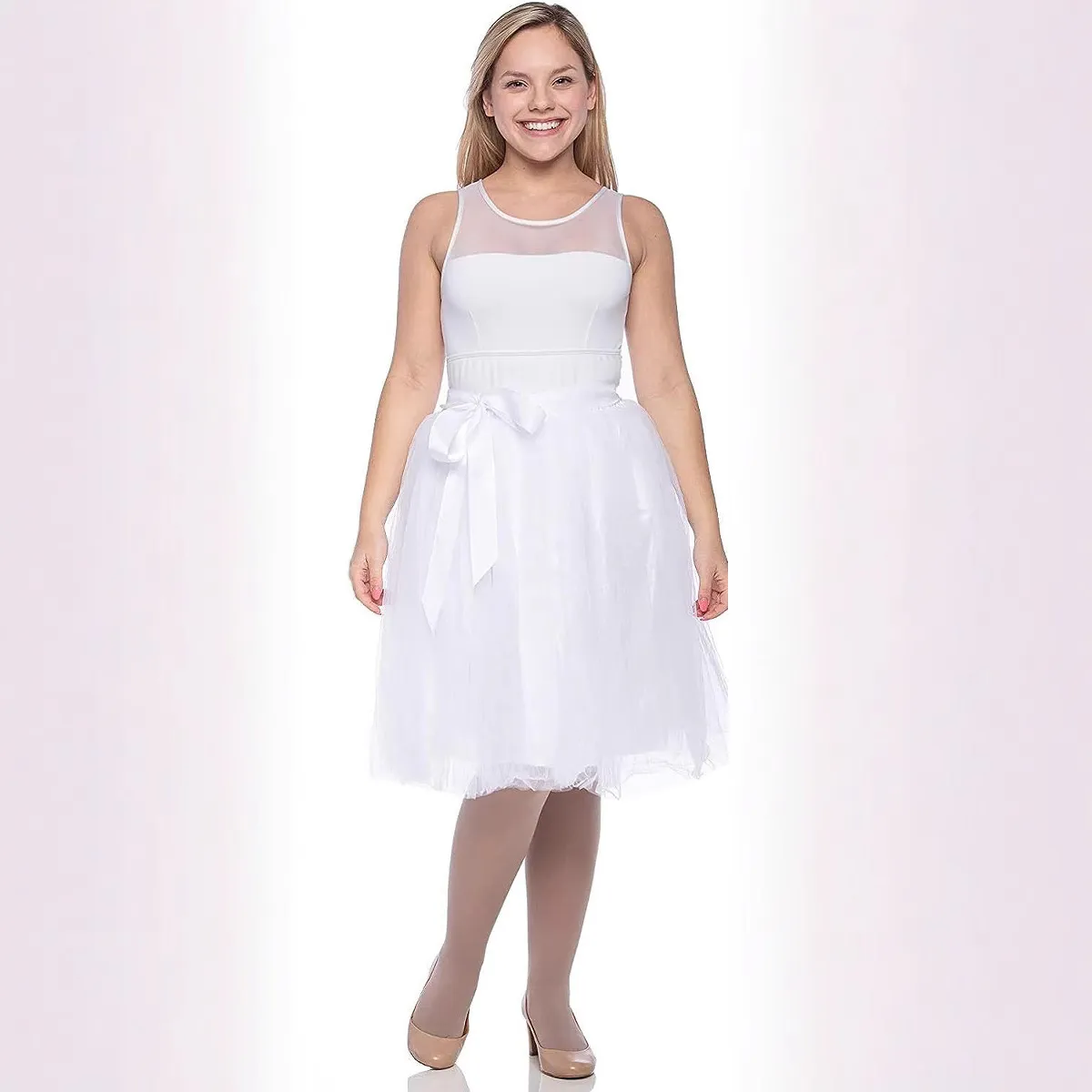 Women's Detachable Mesh Tulle Skirt Bow Tie Knot Knee Length Tutu Puff Skirt For Stage Performance Streetwear Fashion
