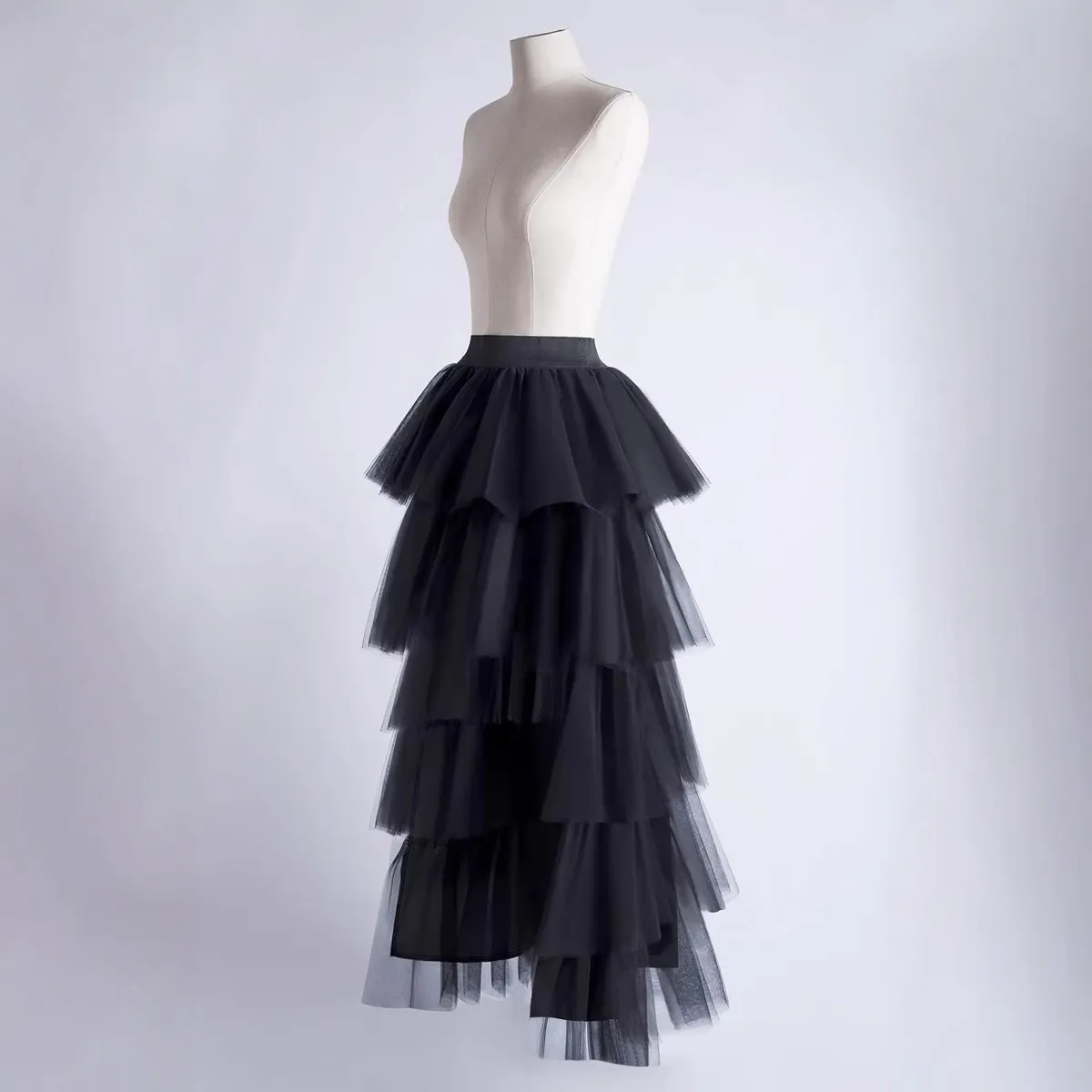 Dames Sexy Mesh Patchwork Gelaagde Tutu Lange Rok Hoge Taille Tule Plooirok Paraplu Rok Casual Elegant Feest Clubwear Onderkant