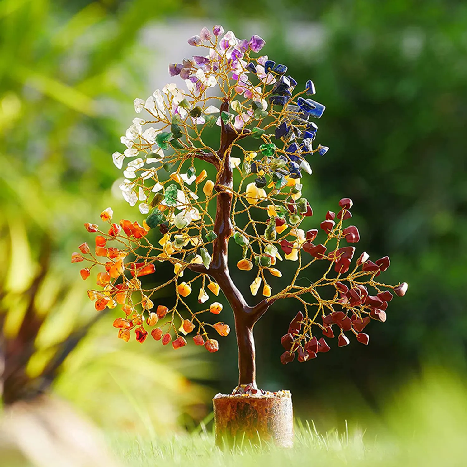 Arbre à Argent en Cristal Naturel Artisanat en Cristal Décor de Bureau à Domicile Fait Main Pierre Enroulée de Fil Ornement Feng Shui Cadeau