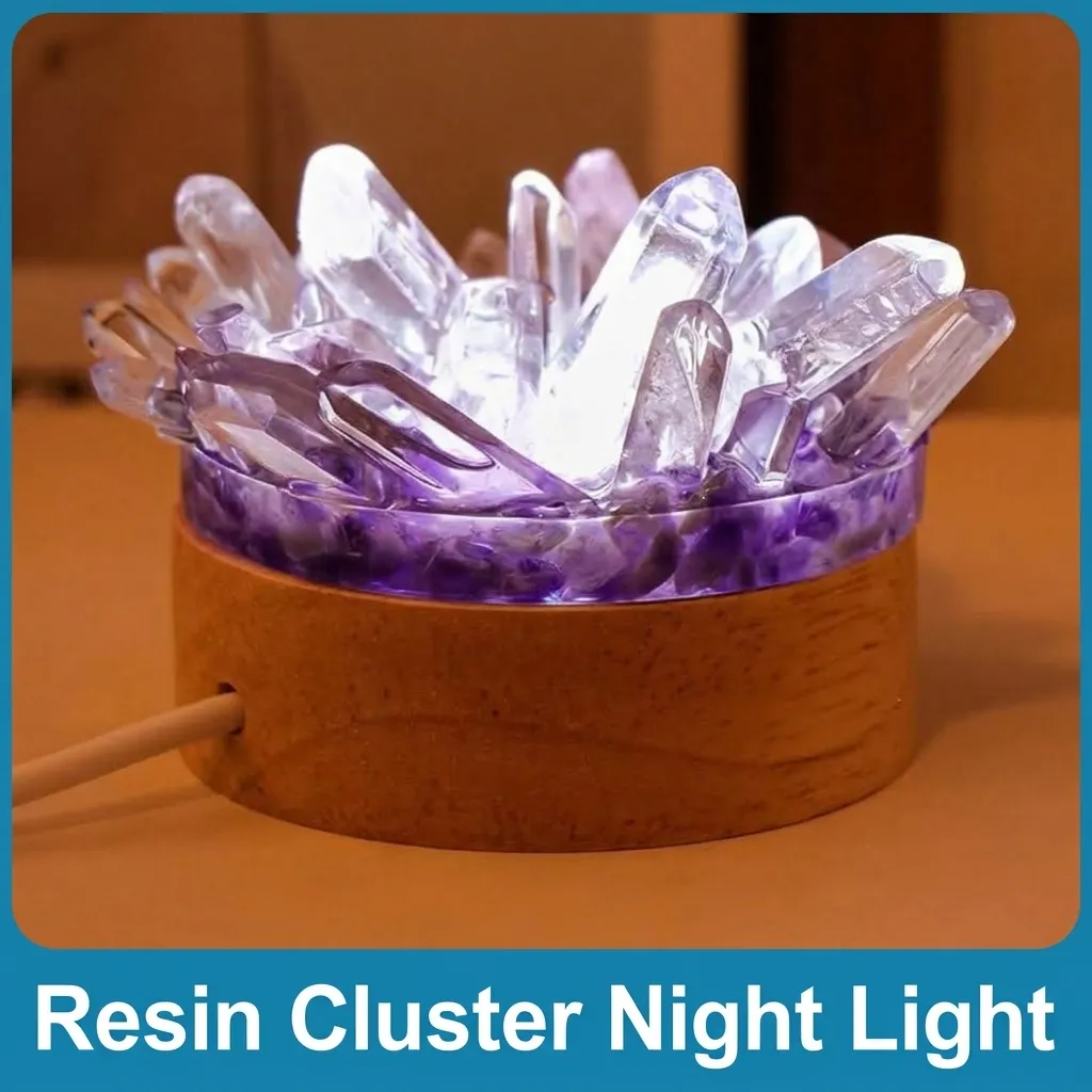 Veilleuse USB en Cristal Naturel Améthyste Citrine Pierre Brute Lampe d'Ambiance de Chevet Chambre Décoration