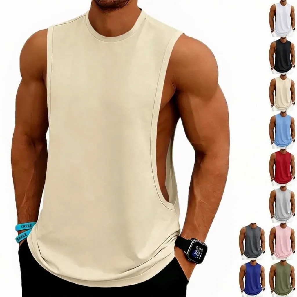 Men's Athletic Loose Fit Breathable Quick Dry Sleeveless Tank Top For Running Fitness Gym Training Workout Sports Apparel