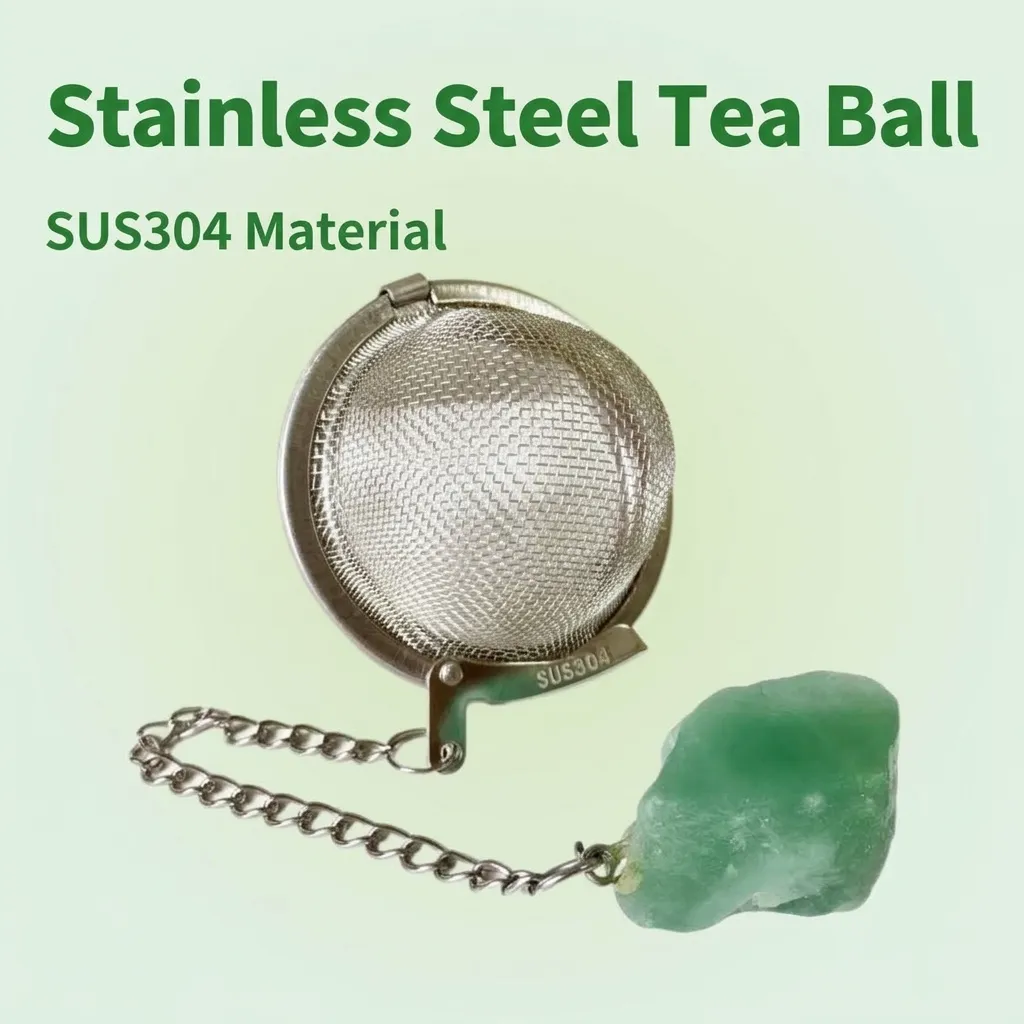 Stainless Steel Tea Strainer With Natural Crystal Raw Stone Infuser Mesh Tea Ball For Loose Leaf Tea Soup Hot Pot Filter