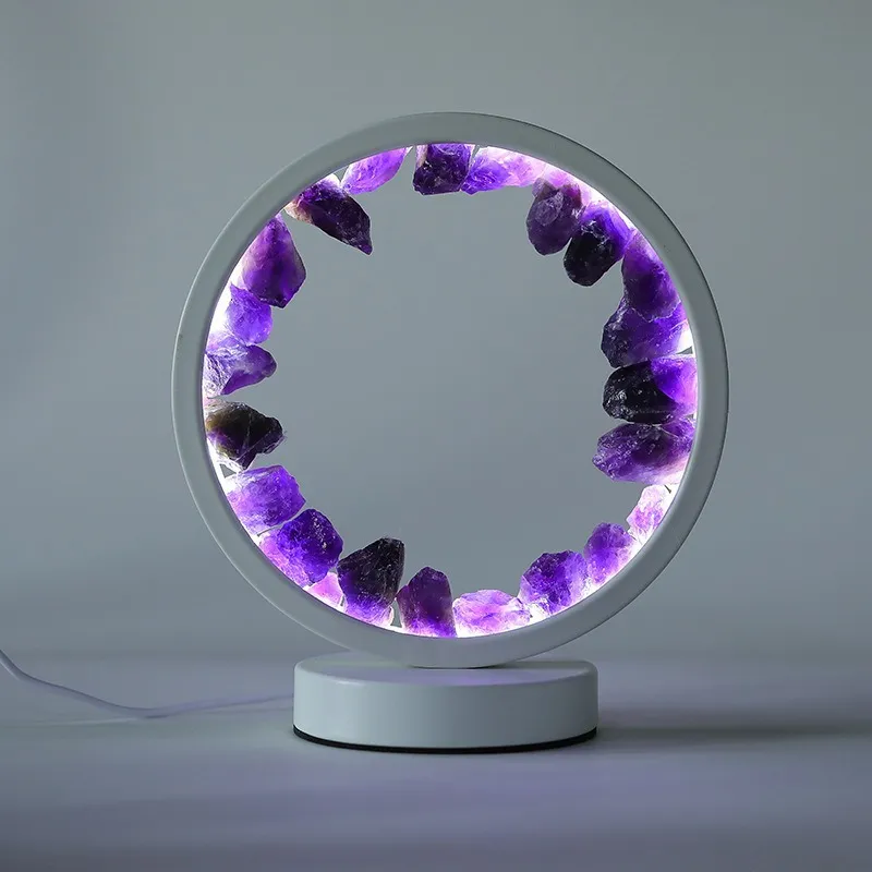 Natural Crystal Raw Stone LED Table Lamp Creative Night Light Mineral Specimen Home Bedroom Bedside Decor