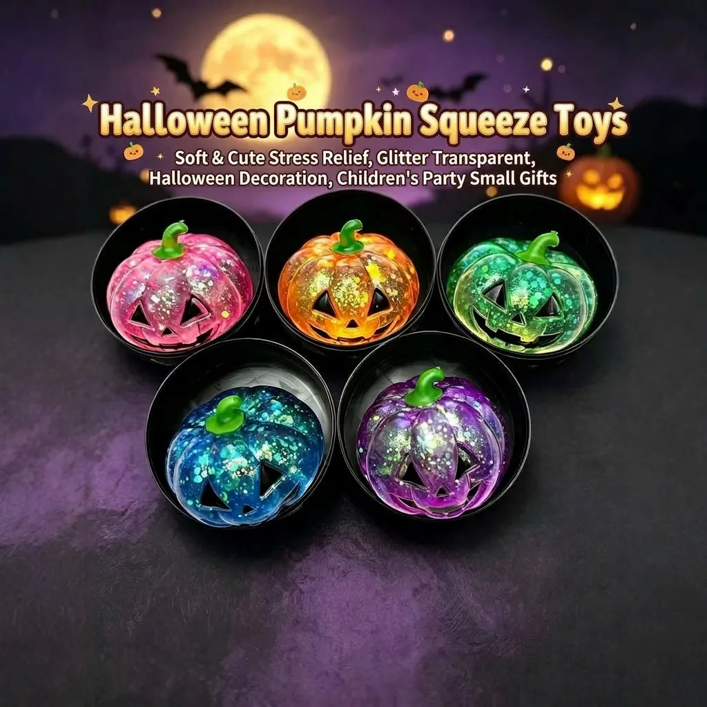 Halloween Kürbis Squishy Spielzeug Glitzer Neuheit Stressabbau Entlüftungsspielzeug Weich Langsam Steigendes Spielzeug Party Dekoration