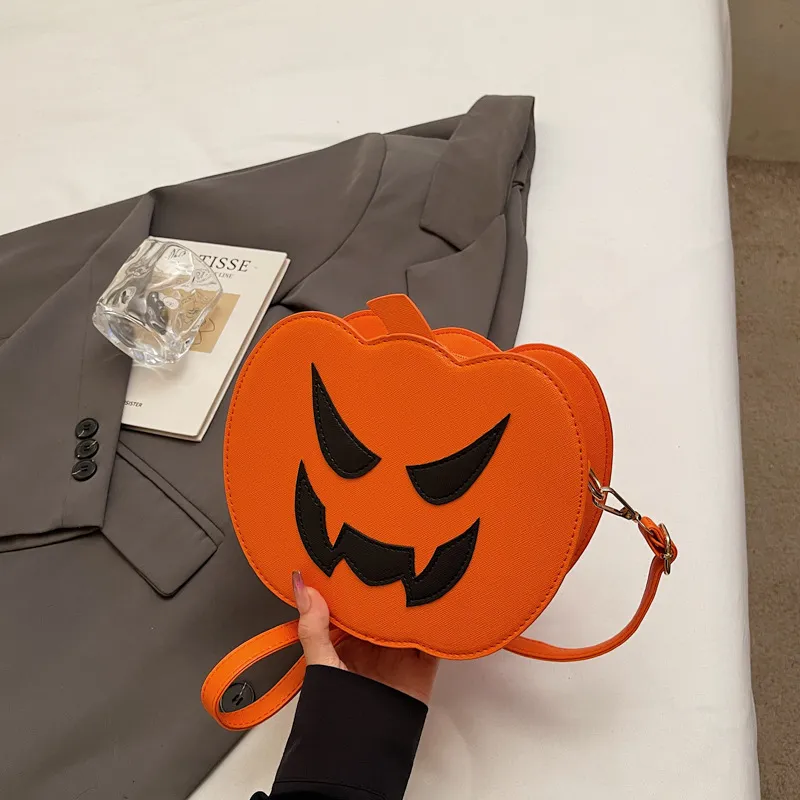 Halloween Kürbis Umhängetasche Süßes PU-Leder Nischen-Design Lustige Schultertasche Mode Kreative Damen Handtasche