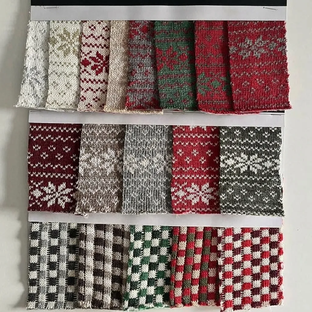 Christmas Snowflake Jacquard Knit Fabric Material For Pet Toys And Holiday Crafts Polyester Cotton Blend